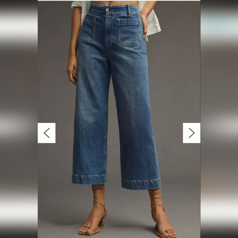 Pilcro Blue Wide Leg Cropped Jeans - Picture 4 of 16